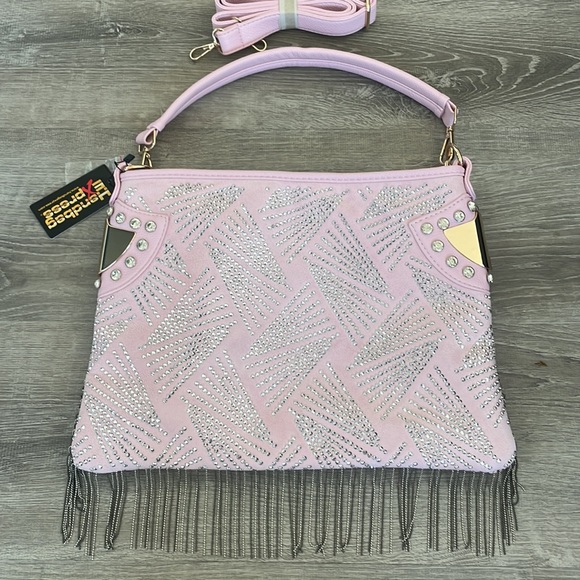 Handbag Express | Pink Suede Bling Bag - Picture 11 of 13